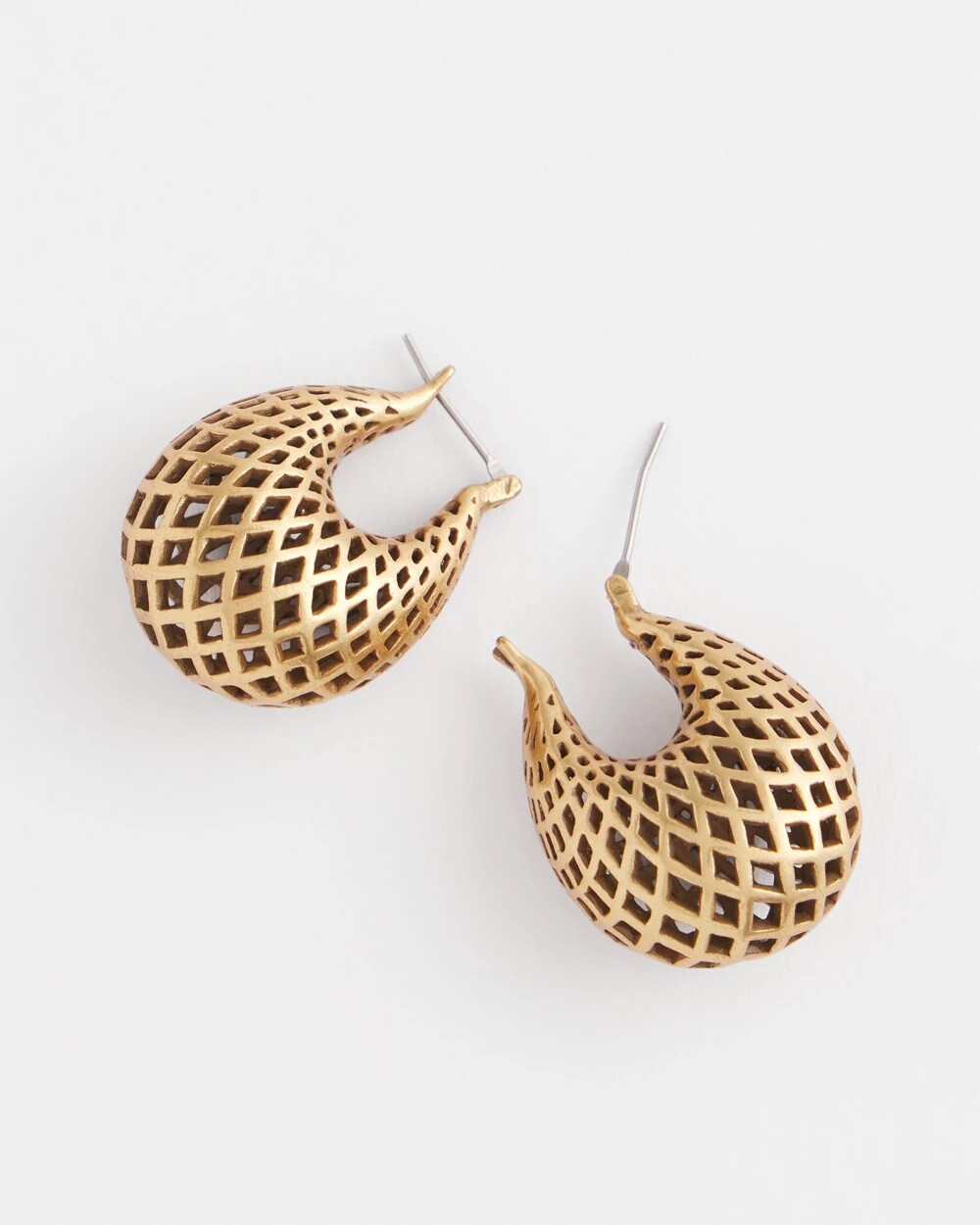 Chico's Hot Sale | Gold Lattice Puff Hoop Earrings