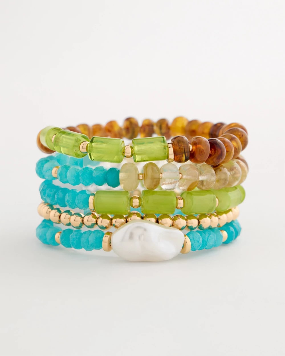 Chico's Best Seller | Multi-Colored Stretch Set of Five Beaded Bracelets