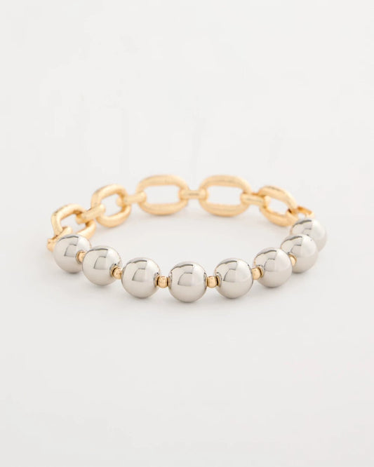 Chico's Top Pick | Mixed Metal Chain Bead Stretch Bracelet