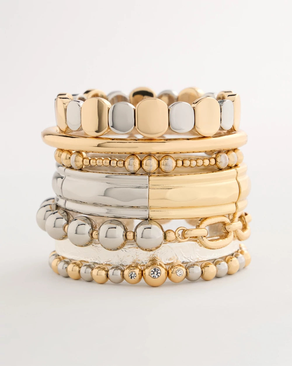 Chico's Top Pick | Mixed Metal Chain Bead Stretch Bracelet