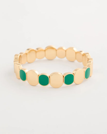 Chico's Essential | Green Goldtone Glam Stretch Bracelet