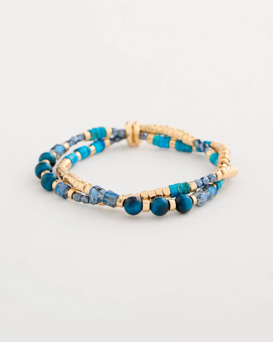 Chico's Essential | Genuine Teal Tiger's Eye Stretch Bracelet
