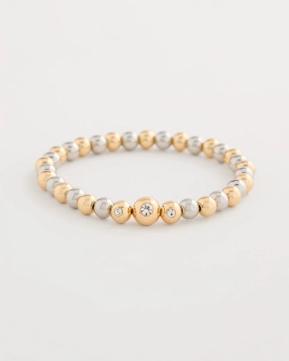 Chico's Everyday | Mixed Metal Beaded Stretch Bracelet