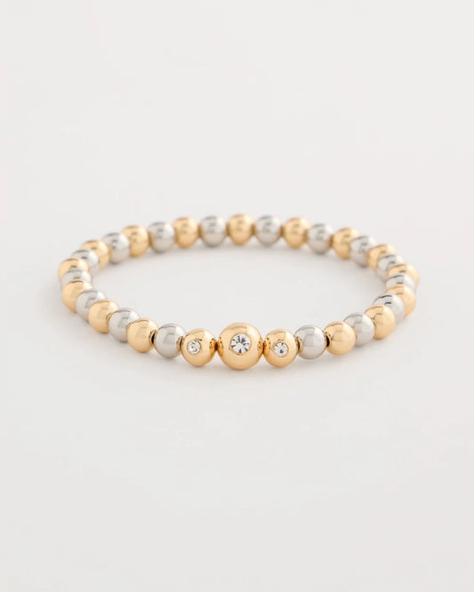 Chico's Everyday | Mixed Metal Beaded Stretch Bracelet