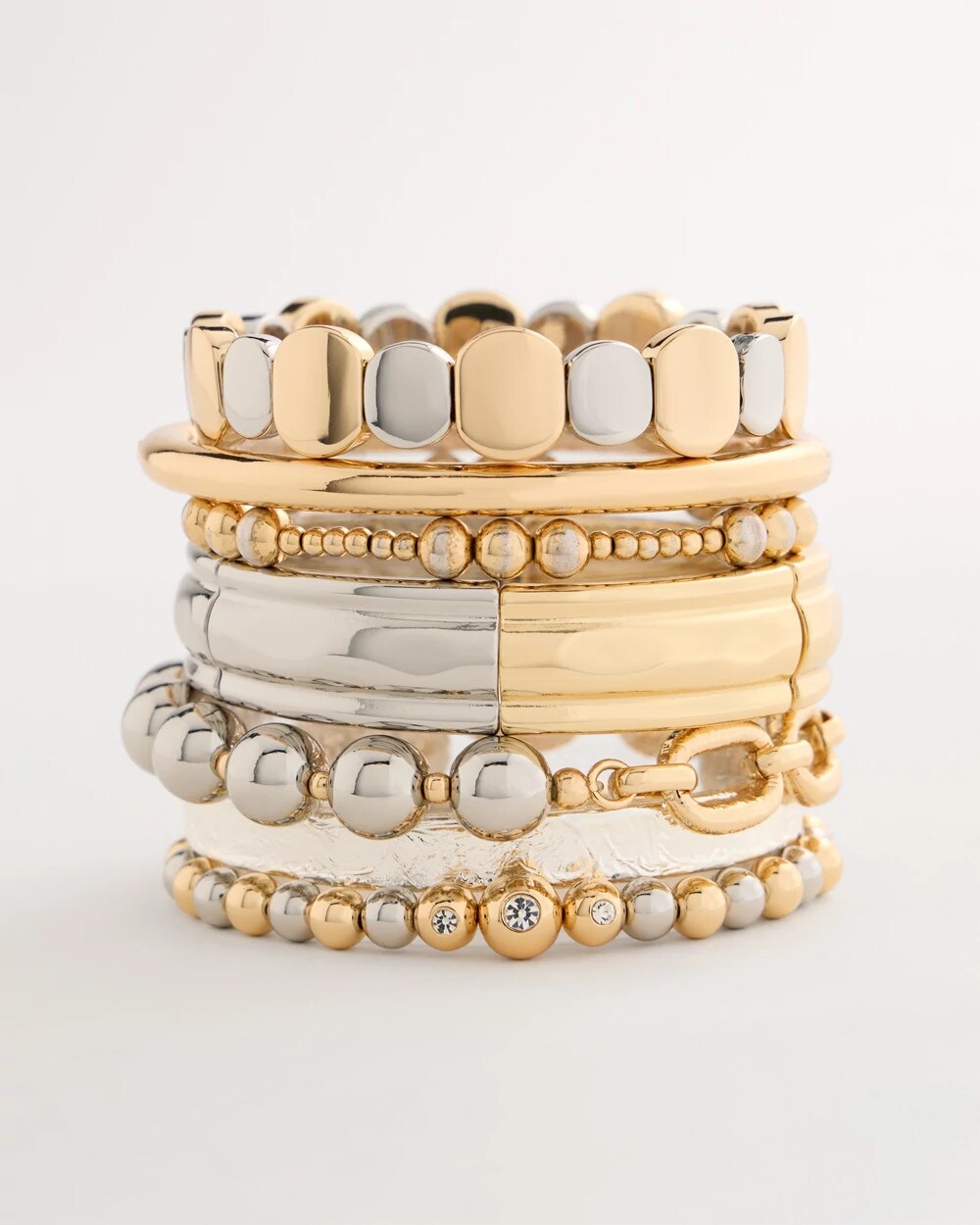 Chico's Everyday | Mixed Metal Beaded Stretch Bracelet