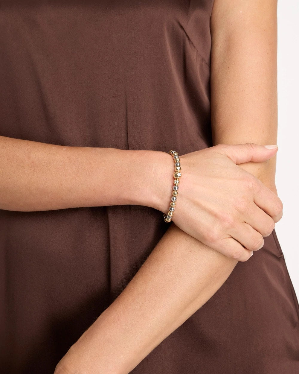 Chico's Everyday | Mixed Metal Beaded Stretch Bracelet