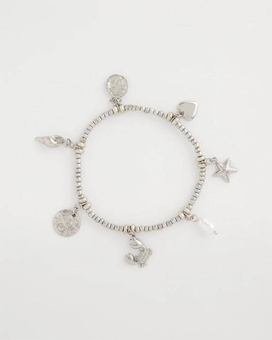 Chico's Smart Buy | Beachy Silvertone Stretch Charm Bracelet