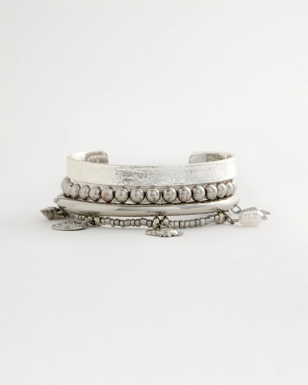 Chico's Smart Buy | Beachy Silvertone Stretch Charm Bracelet