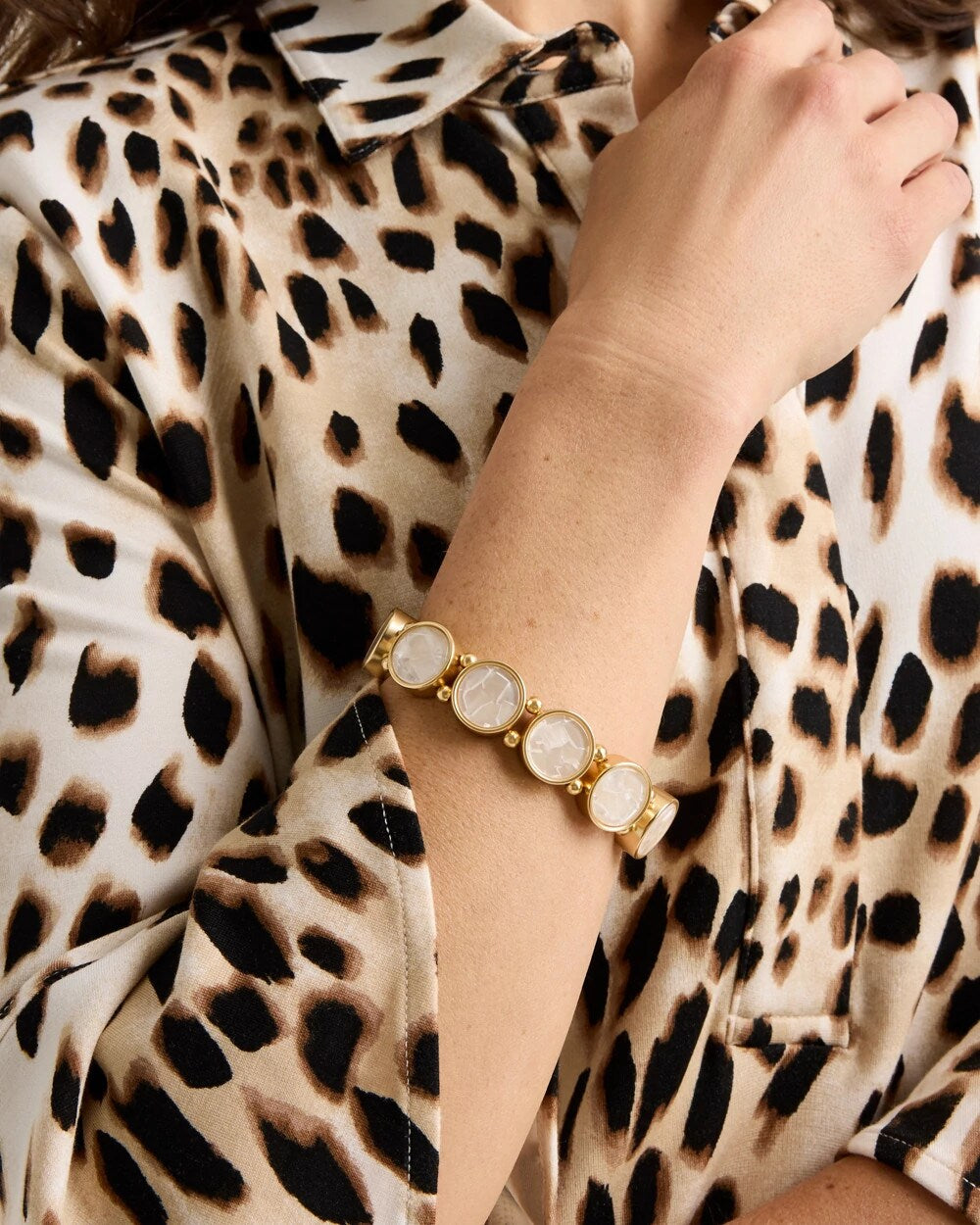 Chico's Featured | Pearlescent Goldtone Stretch Bracelet