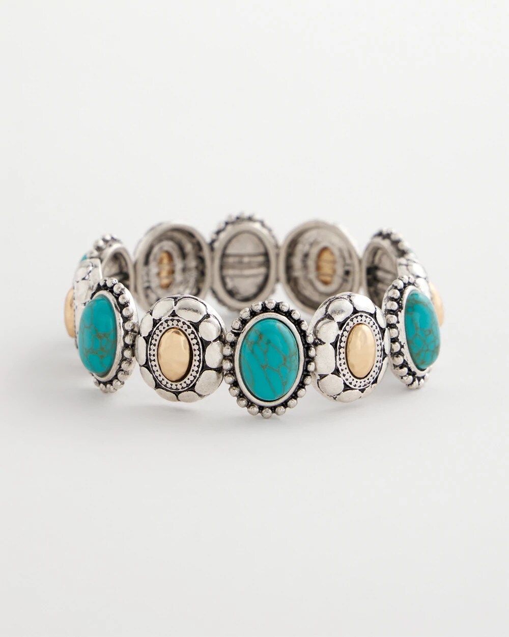 Chico's Trusted | Turquoise Mixed Metal Stretch Bracelet