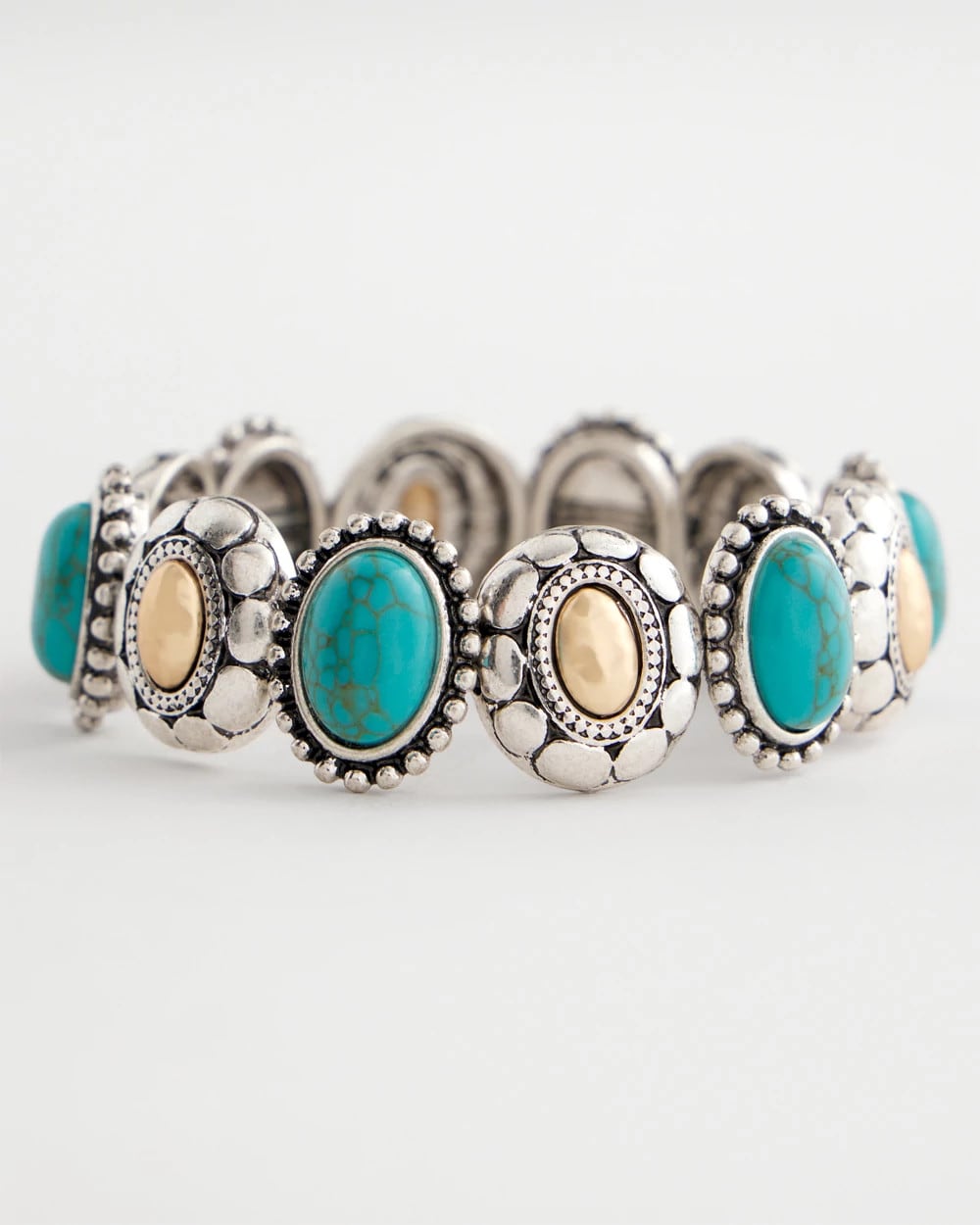 Chico's Trusted | Turquoise Mixed Metal Stretch Bracelet