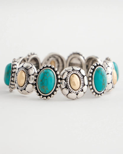 Chico's Trusted | Turquoise Mixed Metal Stretch Bracelet