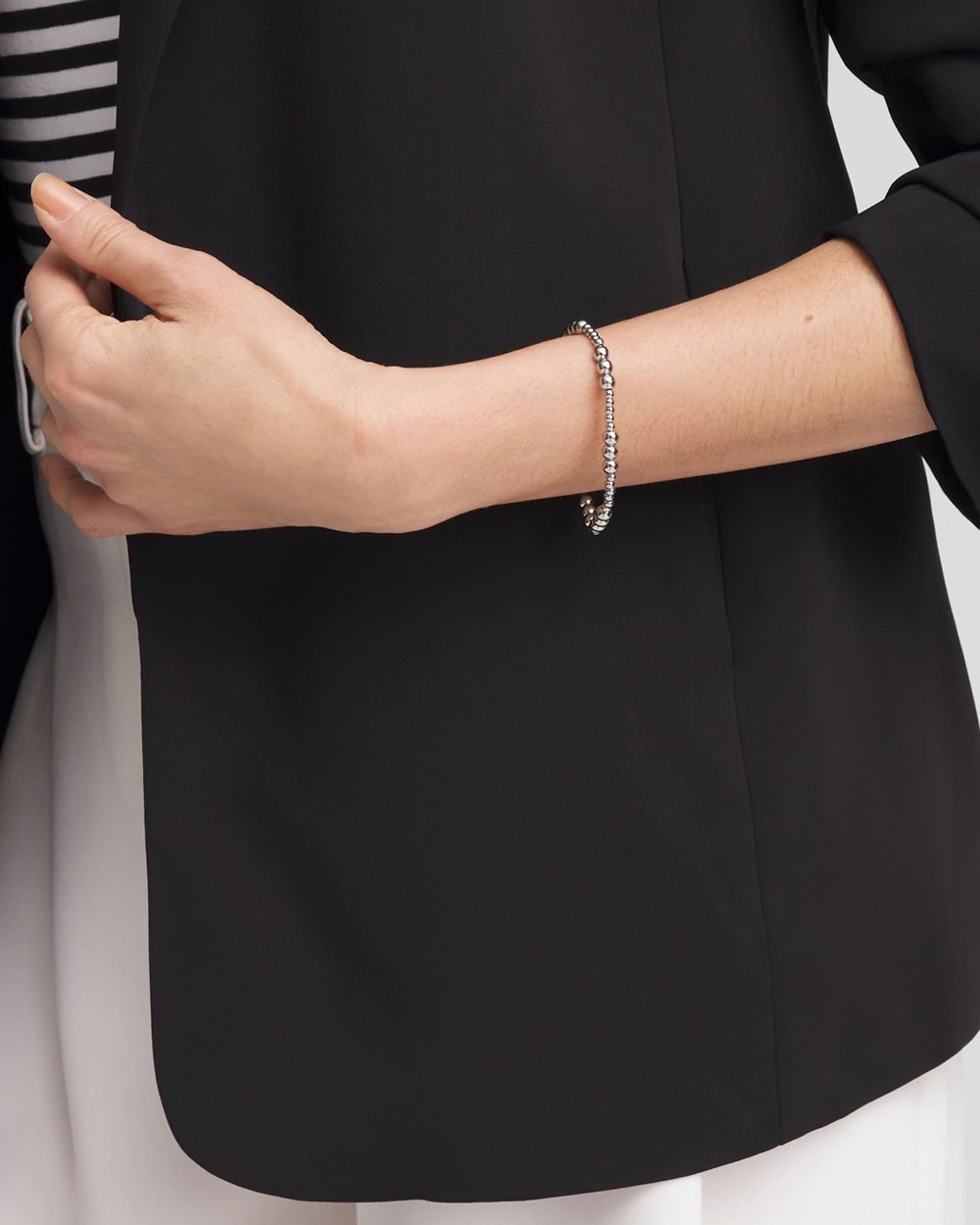 Chico's Classic | Silver-tone Small Bead Stretch Bracelet