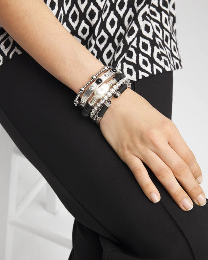 Chico's Classic | Silver-tone Small Bead Stretch Bracelet