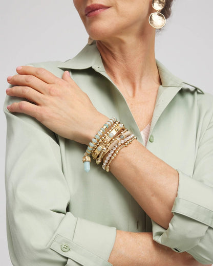 Chico's New | Gold-tone Small Bead Stretch Bracelet