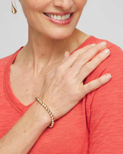 Chico's Deals | Small Beaded Gold Tone Stretch Bracelet
