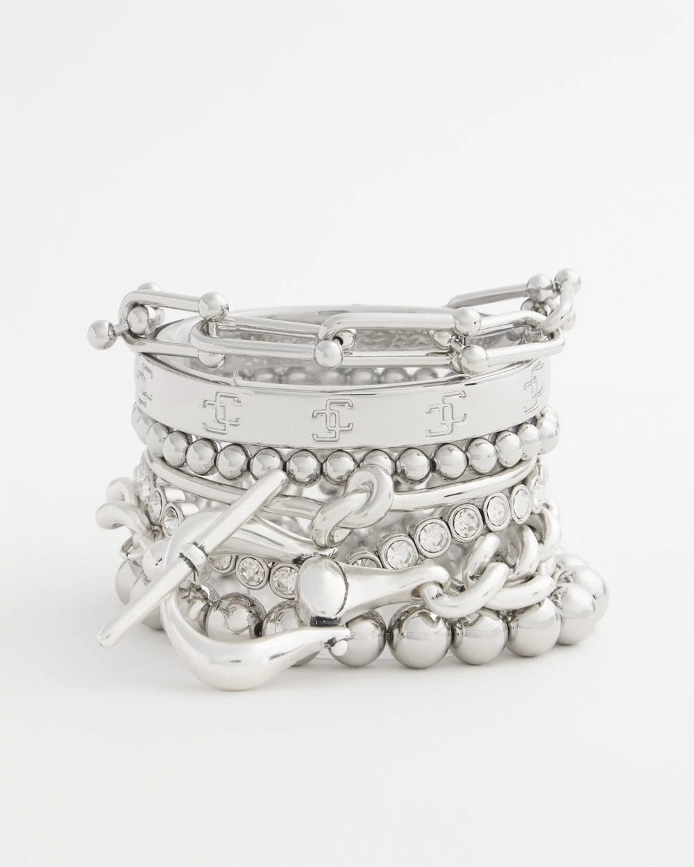 Chico's Deals | Small Beaded Silver Tone Stretch Bracelet