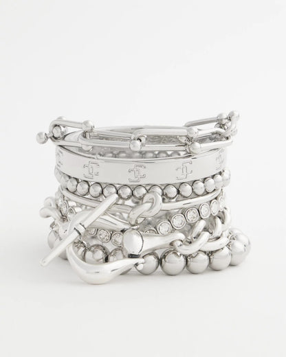Chico's Deals | Small Beaded Silver Tone Stretch Bracelet