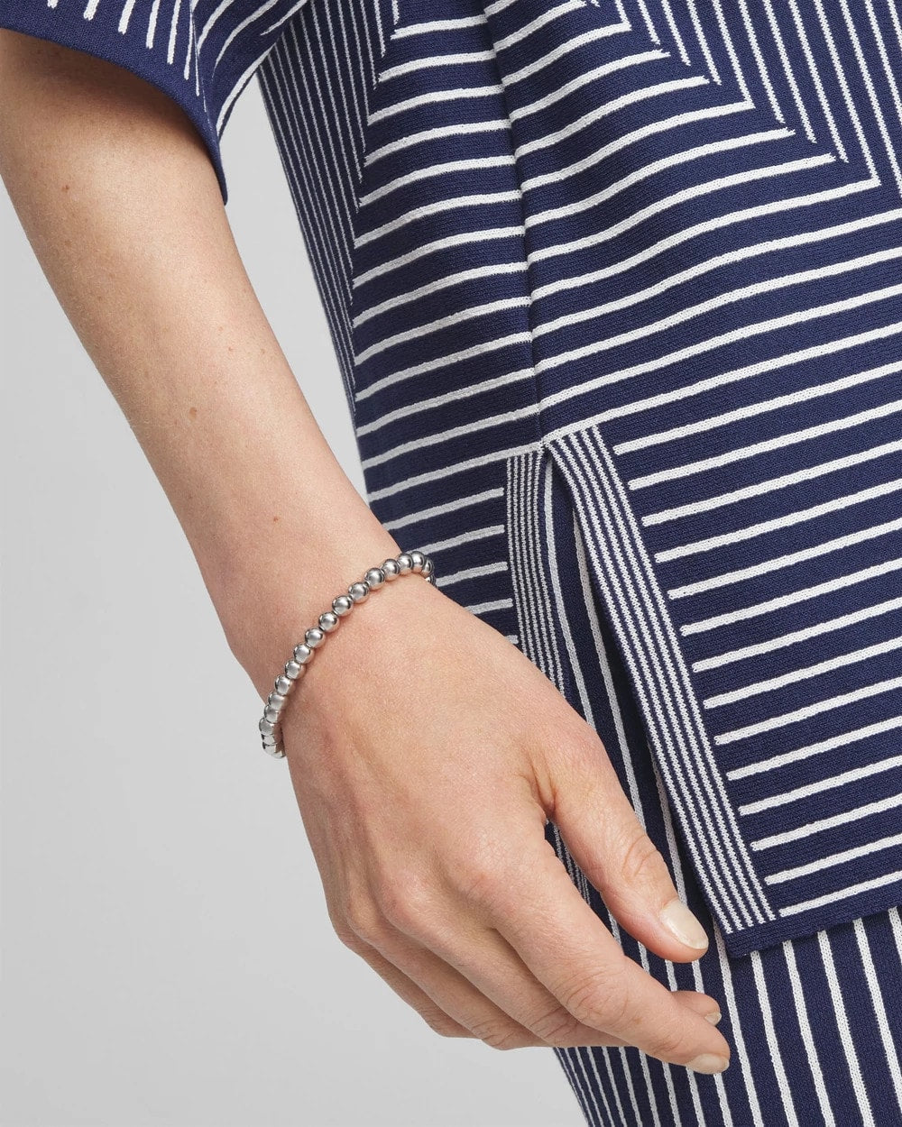 Chico's Deals | Small Beaded Silver Tone Stretch Bracelet