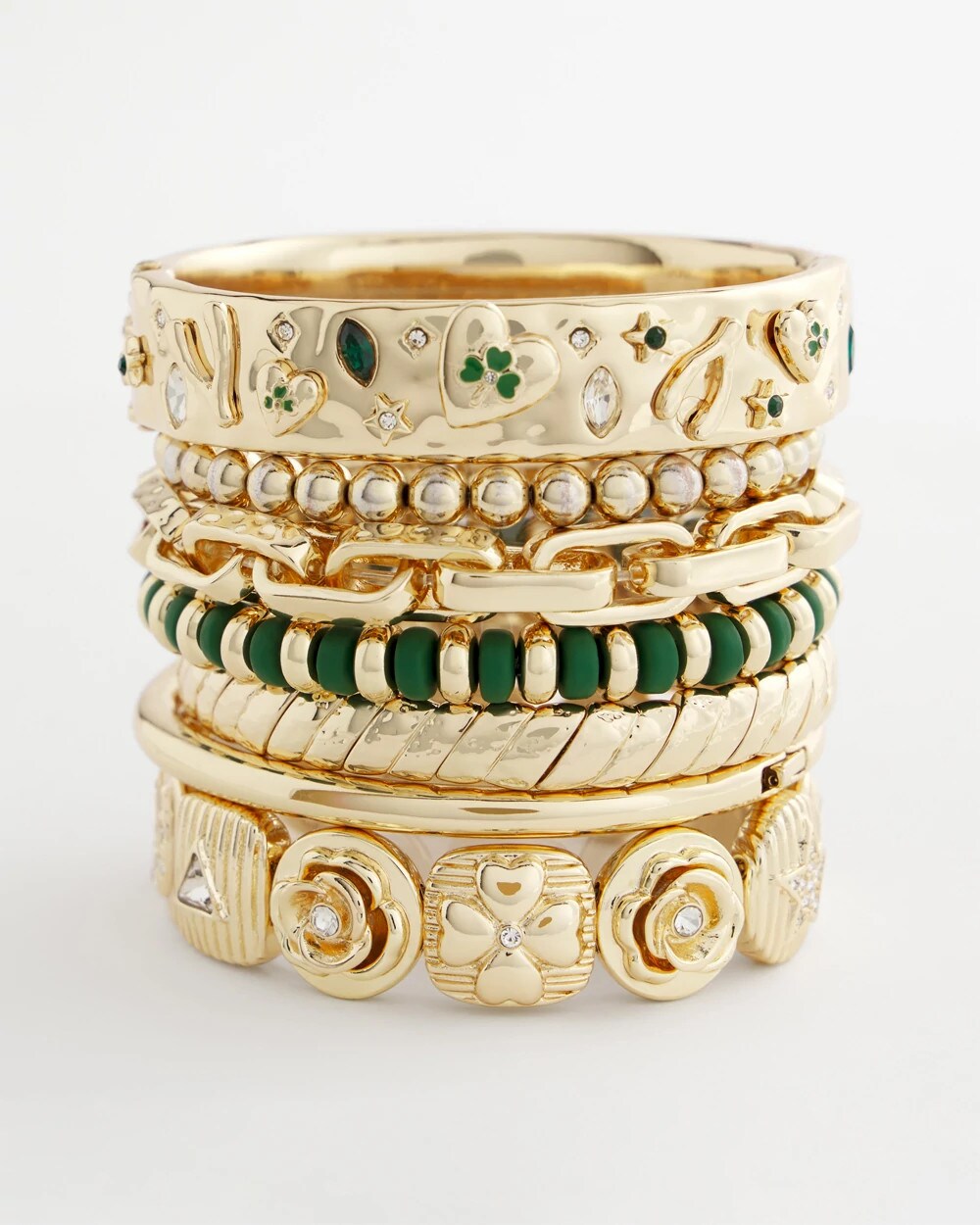Chico's Value | Green Gold Slice Stretch Bracelet