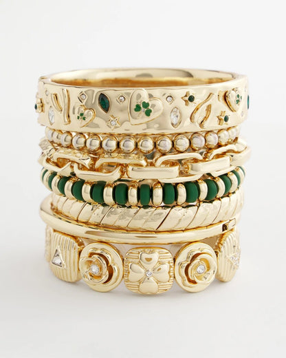 Chico's Value | Green Gold Slice Stretch Bracelet