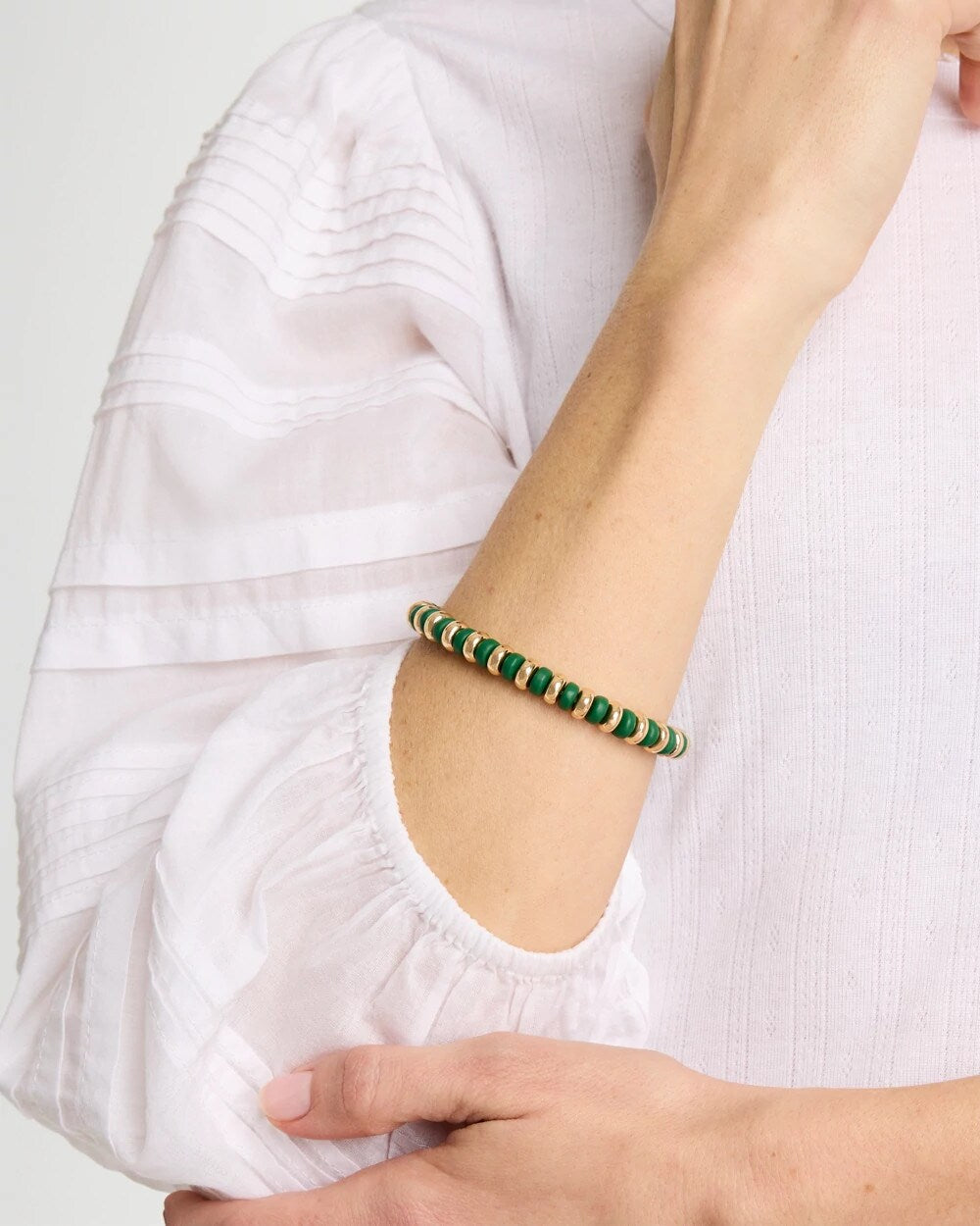 Chico's Value | Green Gold Slice Stretch Bracelet