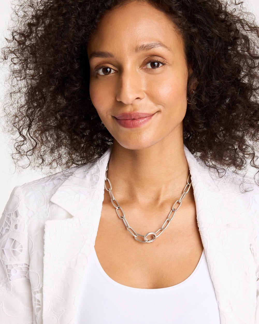 Chico's Discount | Silvertone Charm Link Necklace