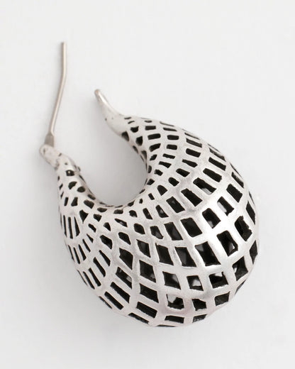 Chico's Deals | Silver Lattice Puff Hoop Earrings