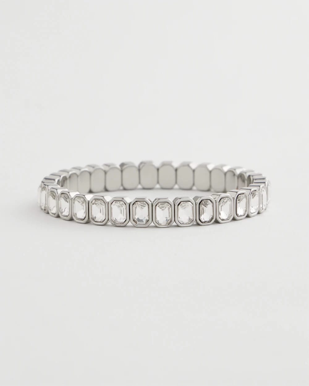 Chico's Latest | Silver Bezel Set Stretch Tennis Bracelet