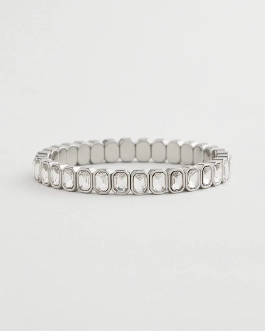 Chico's Latest | Silver Bezel Set Stretch Tennis Bracelet