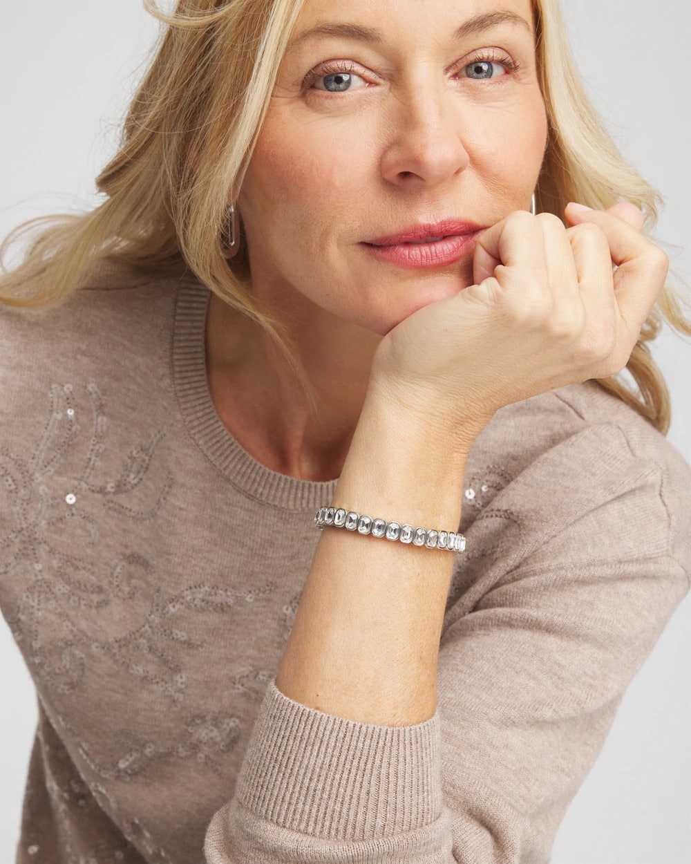 Chico's Latest | Silver Bezel Set Stretch Tennis Bracelet