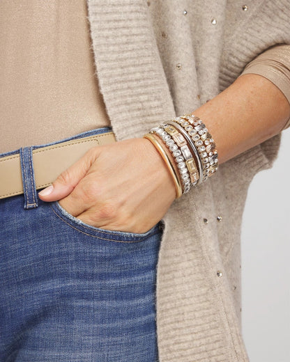 Chico's Latest | Silver Bezel Set Stretch Tennis Bracelet