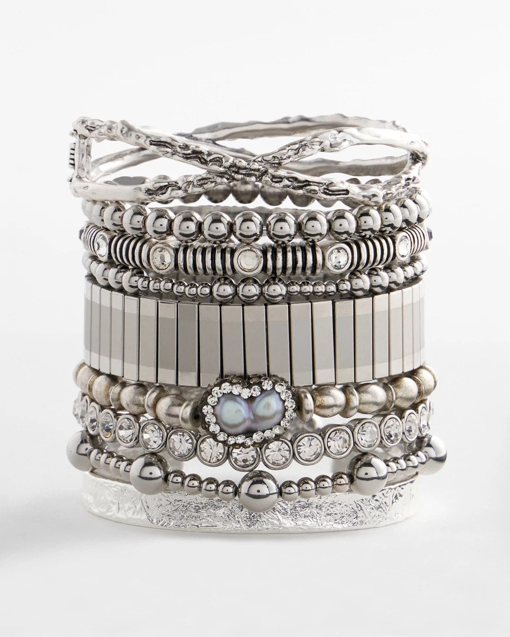 Chico's Customer Favorite | Silver Tone Stretch Watchband Bracelet