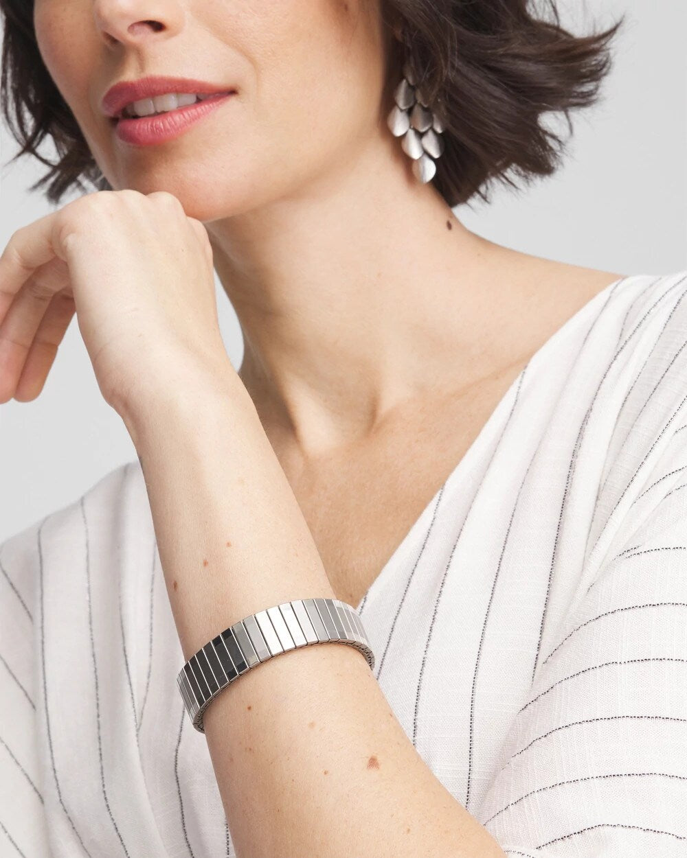 Chico's Customer Favorite | Silver Tone Stretch Watchband Bracelet