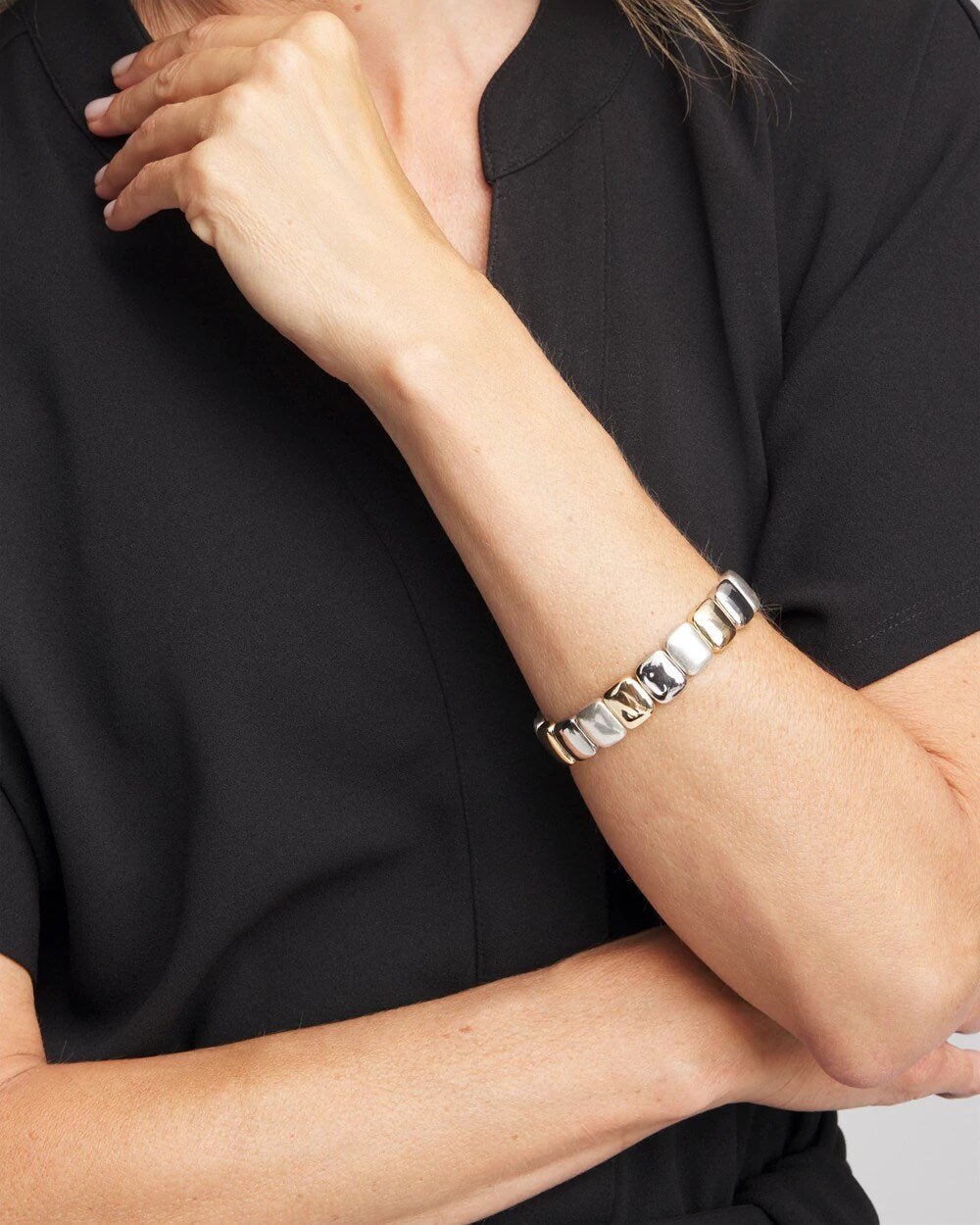 Chico's Trending | Mixed-Metal Matte Square Stretch Bracelet