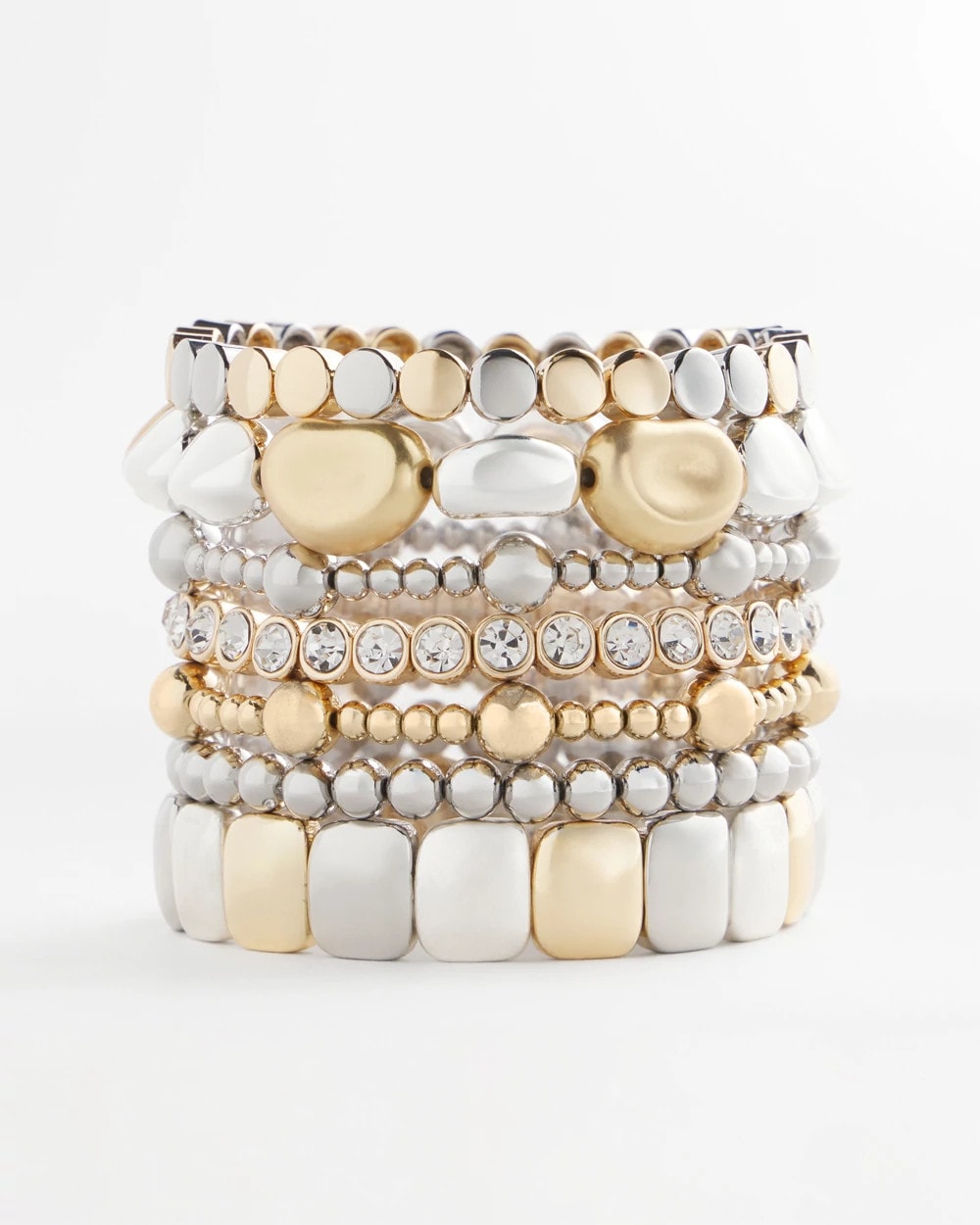 Chico's Trending | Silver & Gold Tone Round Stretch Bracelet