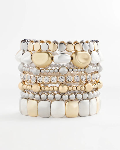 Chico's Trending | Silver & Gold Tone Round Stretch Bracelet