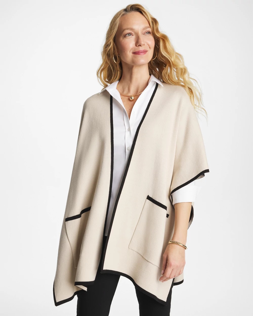 Chico's Signature | Tipped Tulip Patch Pocket Ruana