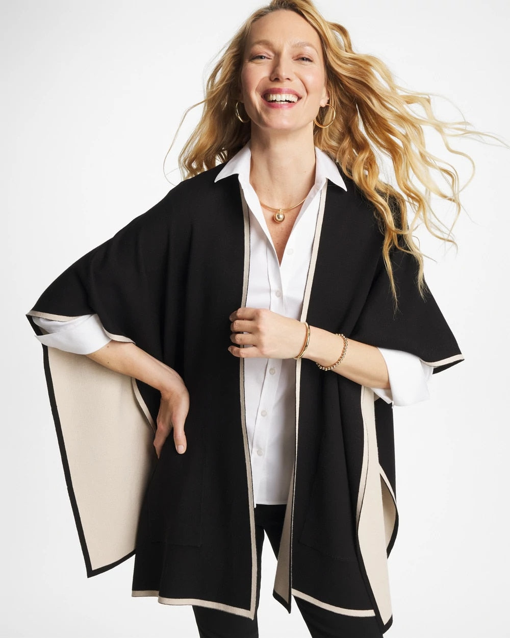 Chico's Signature | Tipped Tulip Patch Pocket Ruana