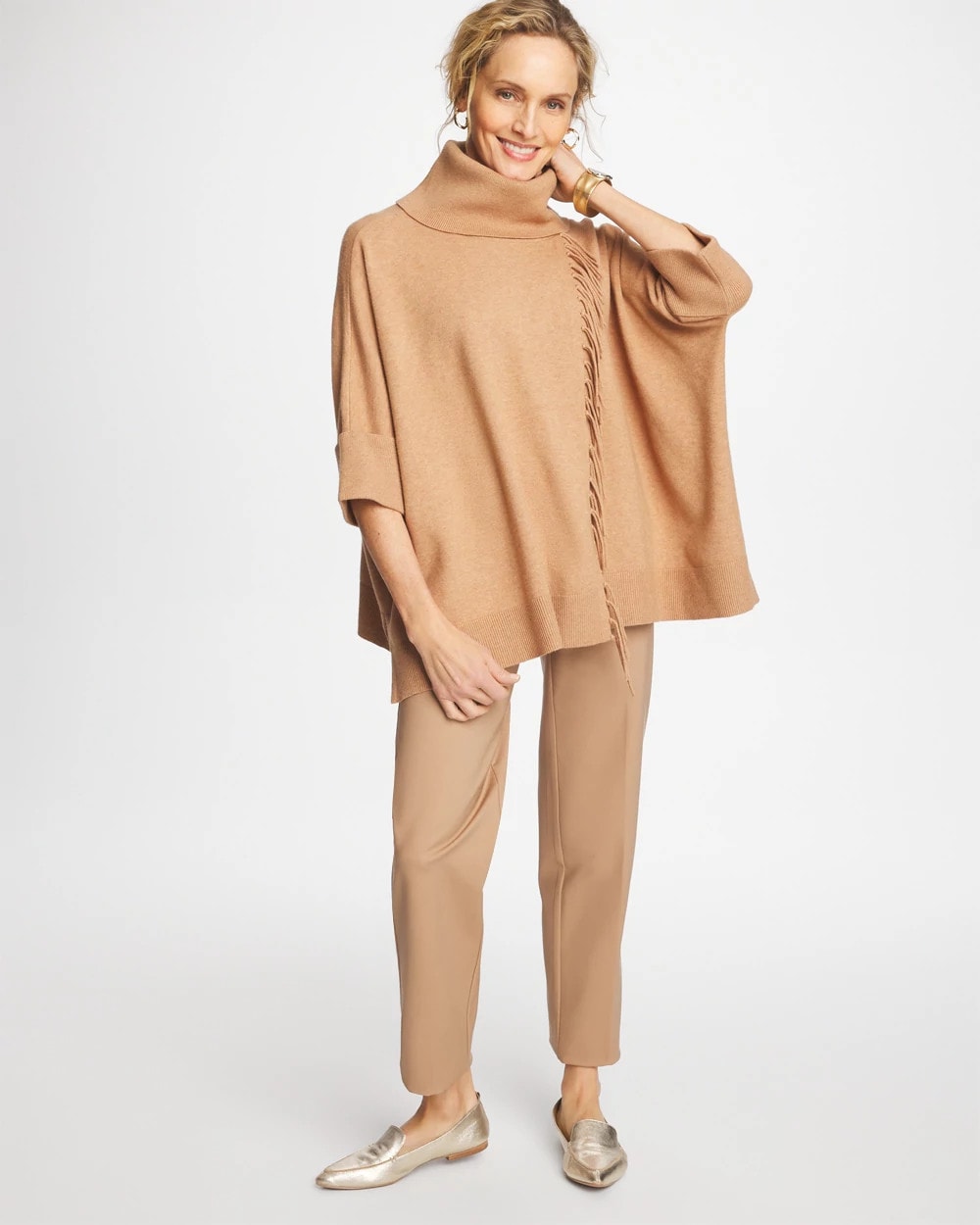 Chico's Latest | Cowlneck Knit Fringe Poncho