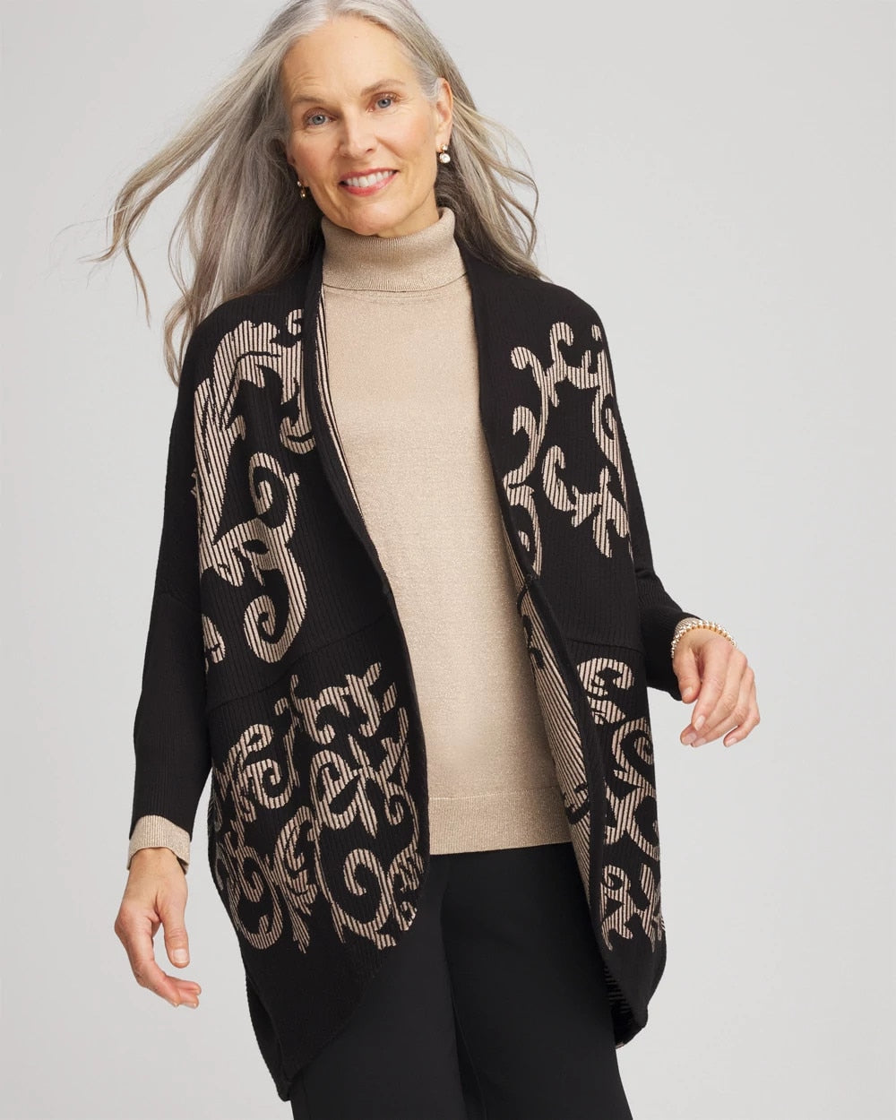 Chico's Sale | Ottoman Jacquard Cocoon Cardigan