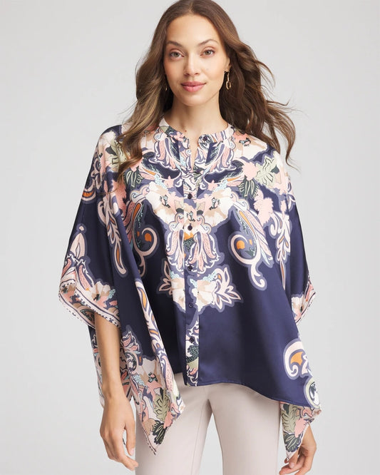 Chico's Best Seller | Collarless Floral-Paisley Poncho