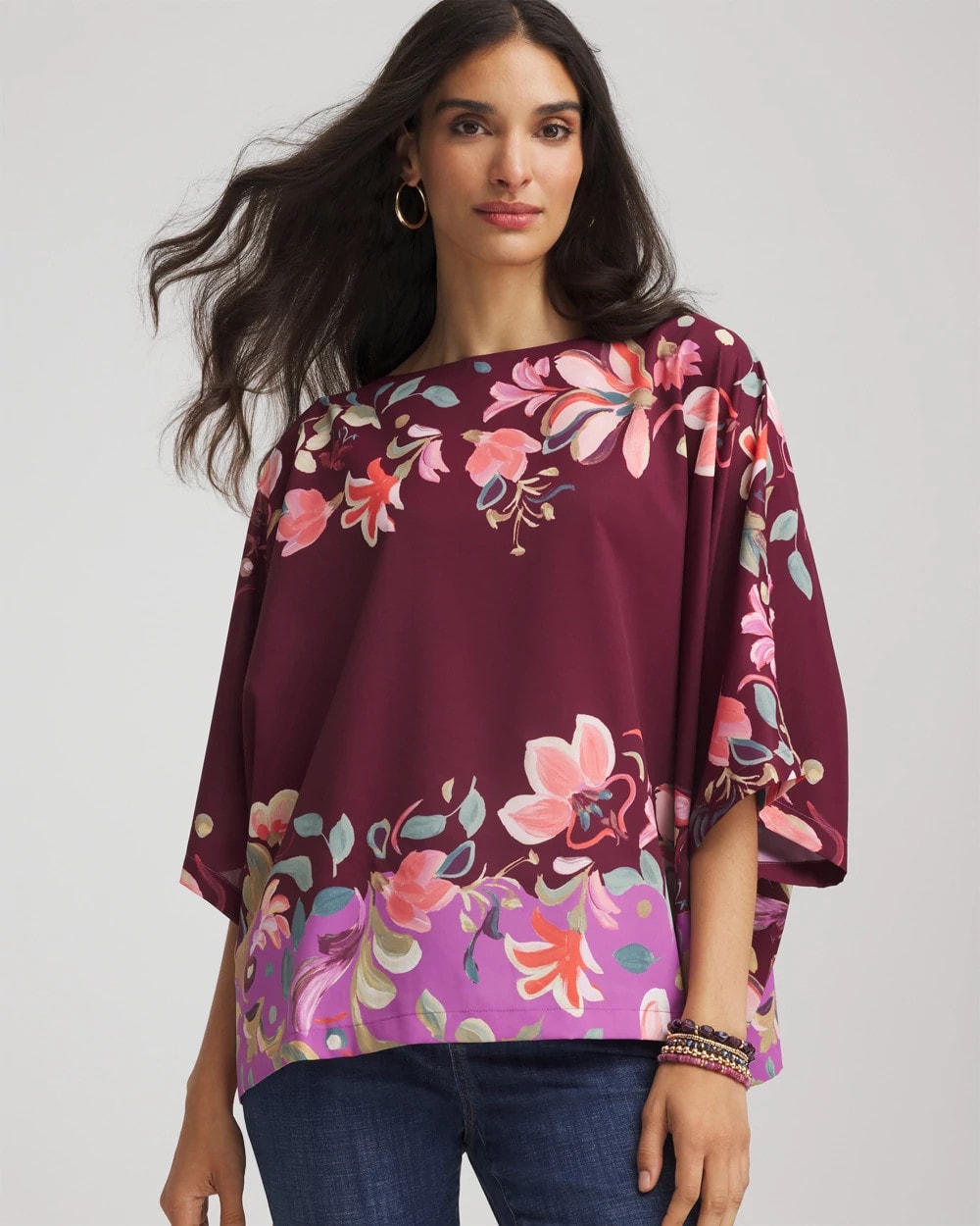 Chico's Hot Sale | Printed Boatneck Pullover Poncho