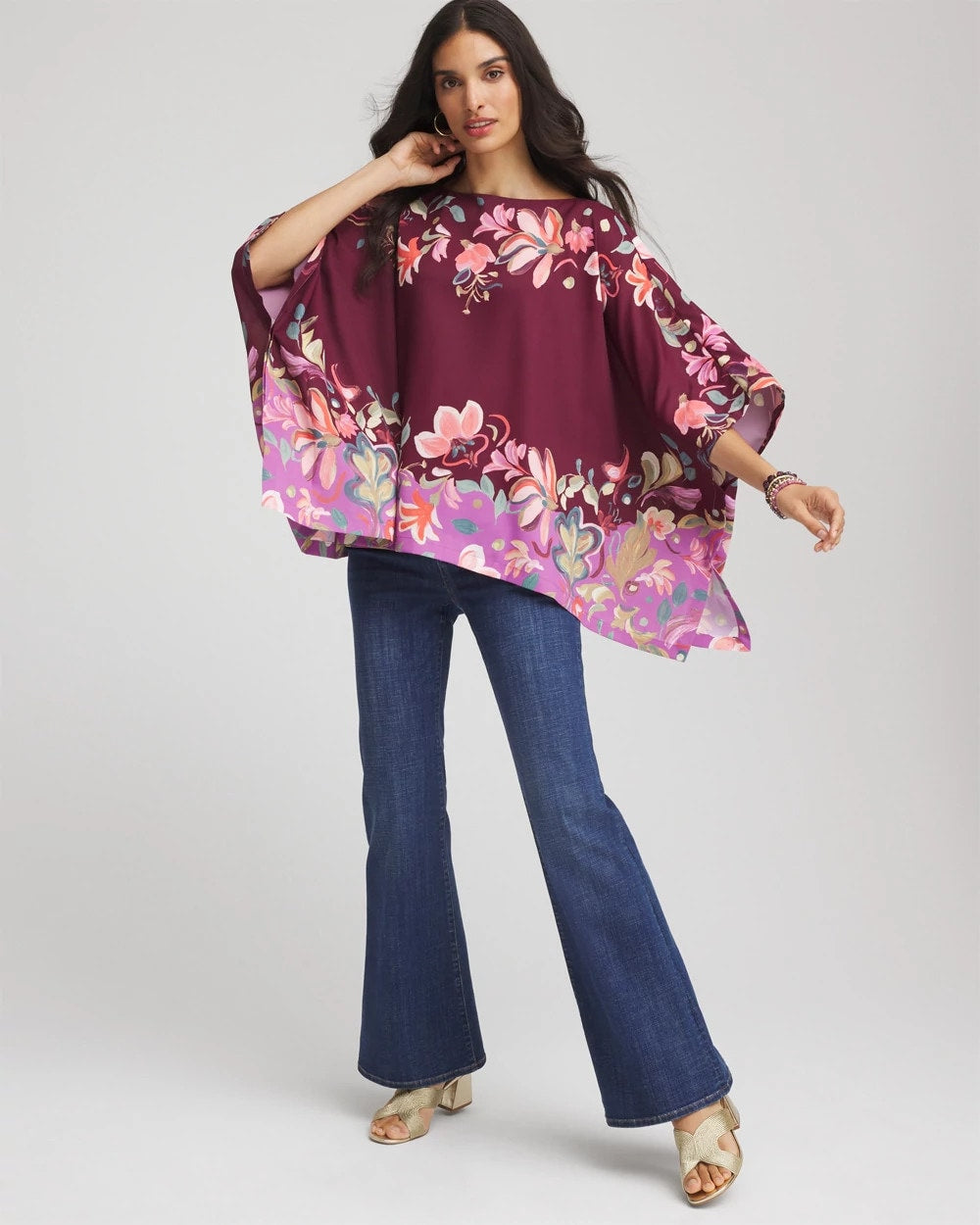Chico's Hot Sale | Printed Boatneck Pullover Poncho