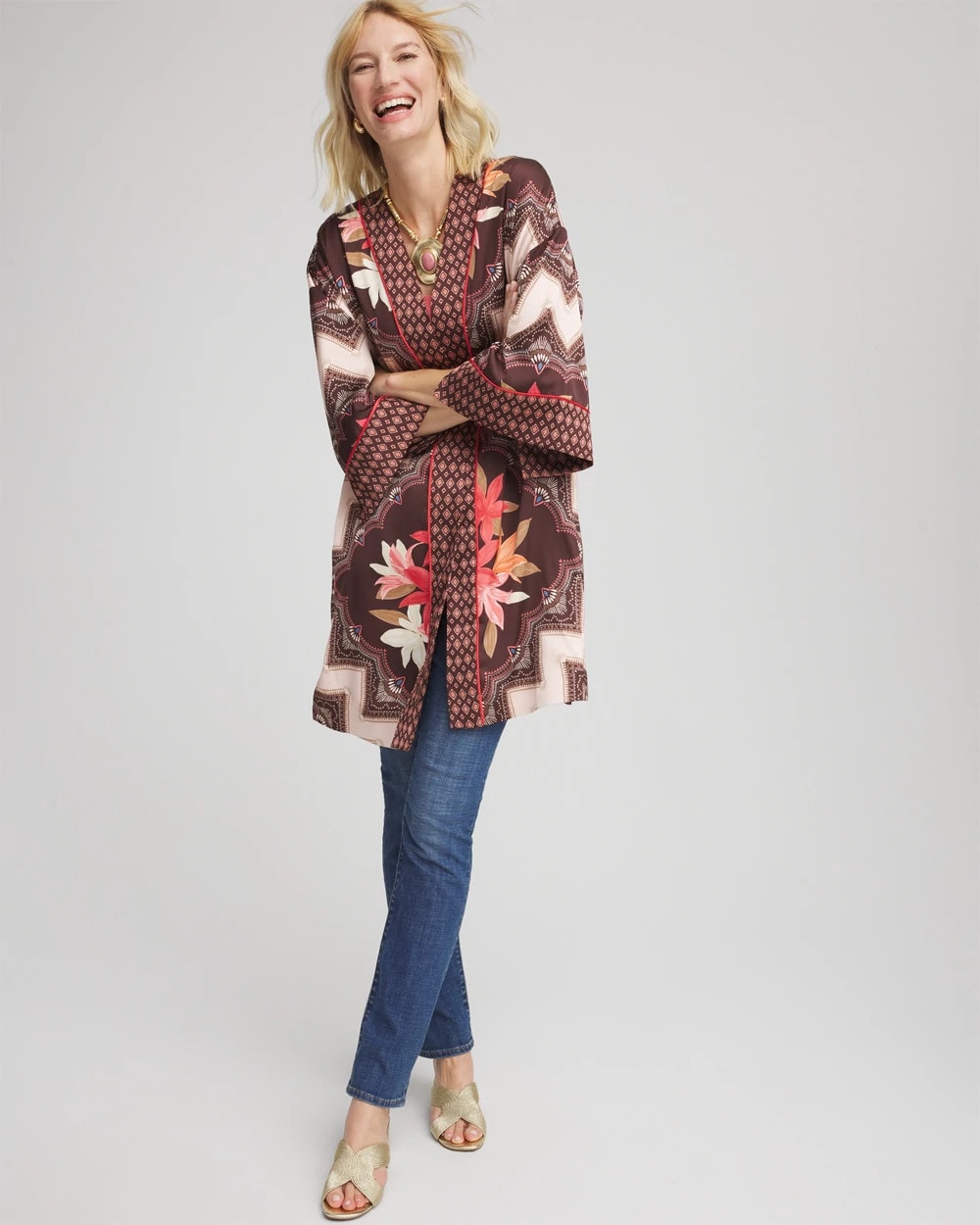 Chico's Customer Favorite | Long Mixed-Print Kimono