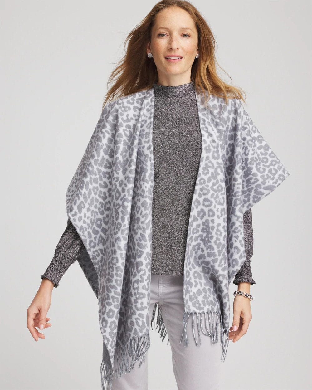 Chico's Essential | Reversible Animal Print Fringe Ruana