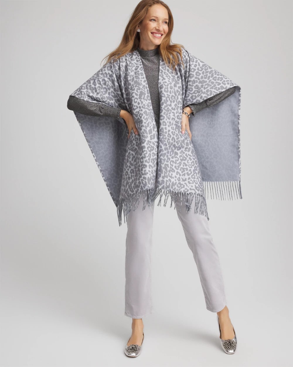 Chico's Essential | Reversible Animal Print Fringe Ruana