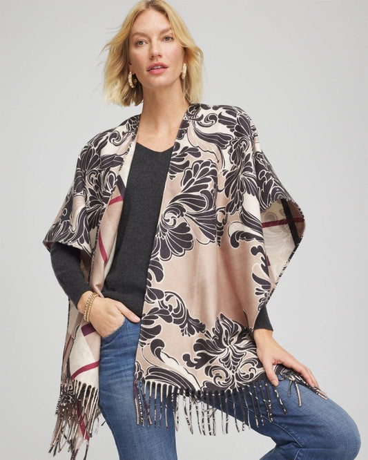 Chico's Special Offer | Reversible Printed Fringe Ruana