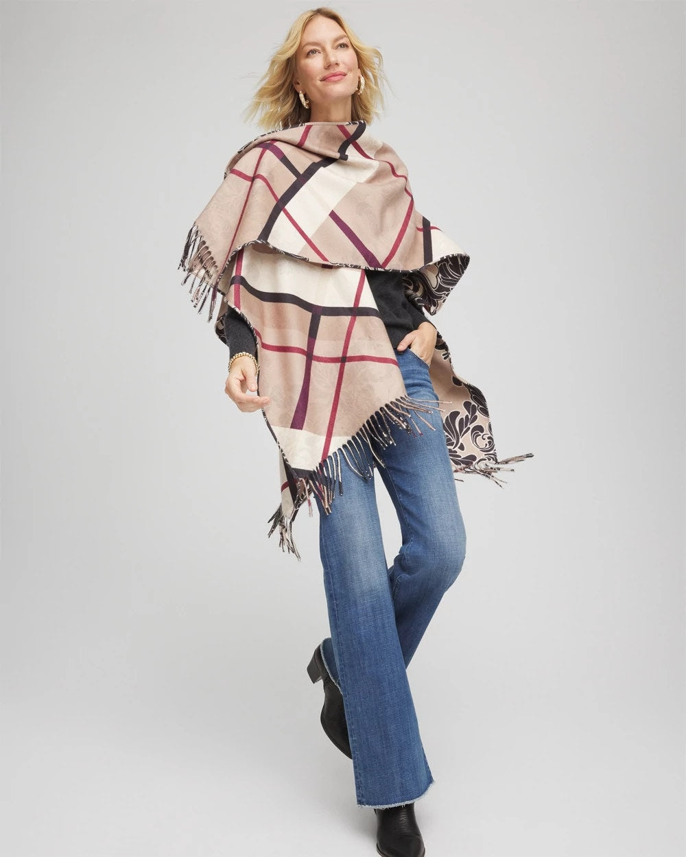 Chico's Special Offer | Reversible Printed Fringe Ruana