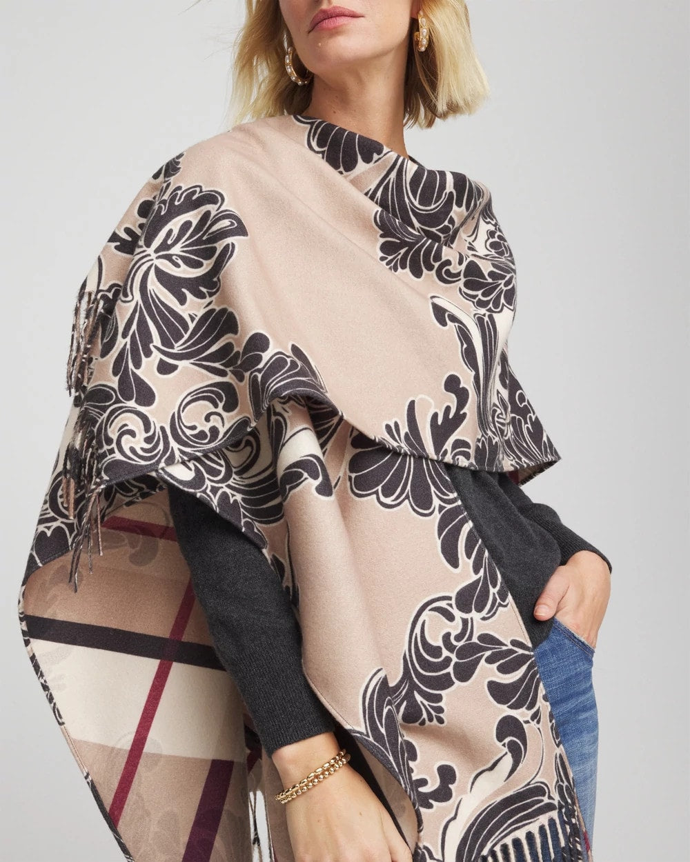 Chico's Special Offer | Reversible Printed Fringe Ruana